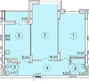 2-к квартира, вторичка, 61м2, 6/7 этаж