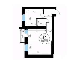 2-к квартира, вторичка, 56м2, 17/18 этаж