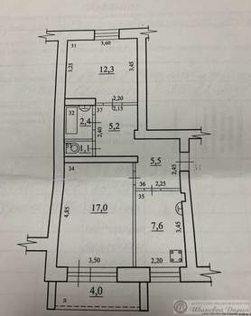 2-к квартира, вторичка, 54м2, 5/5 этаж