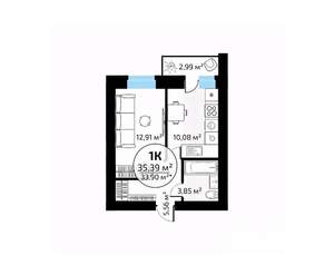 1-к квартира, вторичка, 35м2, 5/18 этаж
