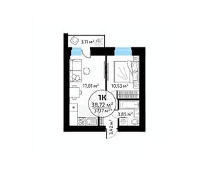 1-к квартира, вторичка, 39м2, 17/18 этаж