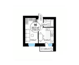 1-к квартира, вторичка, 39м2, 5/18 этаж