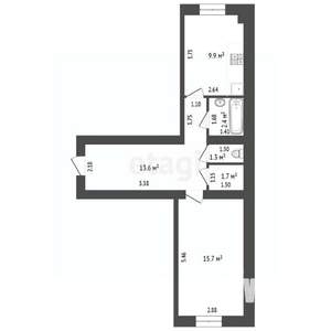 1-к квартира, вторичка, 48м2, 2/2 этаж