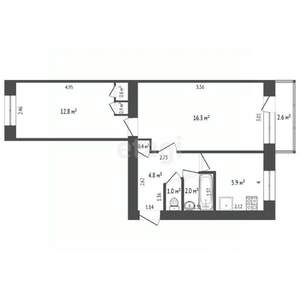 2-к квартира, вторичка, 44м2, 2/5 этаж