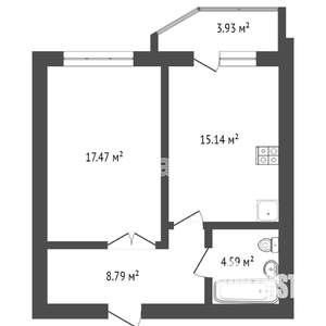 1-к квартира, вторичка, 50м2, 12/17 этаж