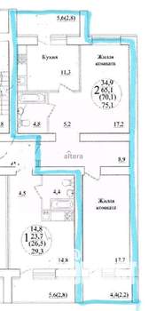 2-к квартира, вторичка, 75м2, 10/18 этаж