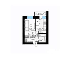 1-к квартира, вторичка, 35м2, 10/18 этаж