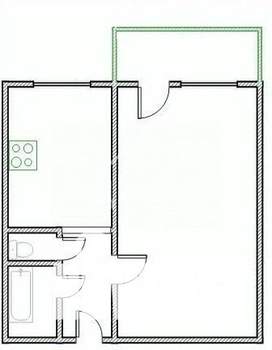 1-к квартира, вторичка, 33м2, 4/12 этаж