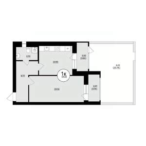 1-к квартира, вторичка, 55м2, 1/8 этаж