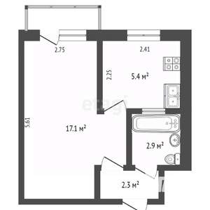 1-к квартира, вторичка, 32м2, 5/5 этаж
