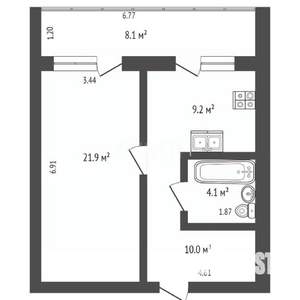 1-к квартира, вторичка, 53м2, 3/10 этаж