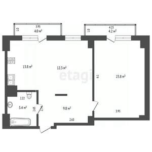 2-к квартира, вторичка, 73м2, 9/20 этаж