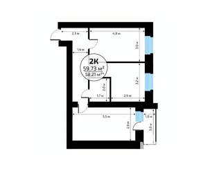 2-к квартира, вторичка, 60м2, 16/18 этаж