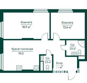 2-к квартира, строящийся дом, 64м2, 3/29 этаж
