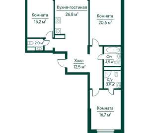 3-к квартира, вторичка, 102м2, 6/29 этаж