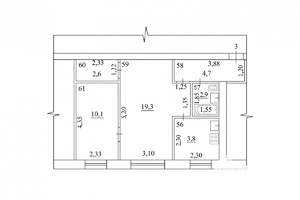 2-к квартира, вторичка, 45м2, 1/4 этаж