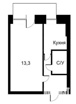 1-к квартира, вторичка, 30м2, 5/5 этаж