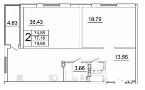 2-к квартира, строящийся дом, 80м2, 5/27 этаж