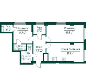 3-к квартира, строящийся дом, 76м2, 21/29 этаж