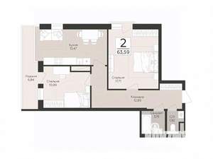 2-к квартира, вторичка, 64м2, 11/17 этаж