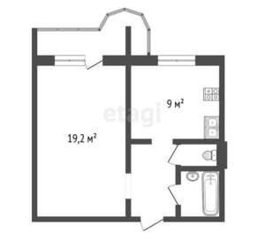 1-к квартира, вторичка, 38м2, 4/9 этаж