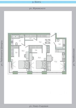 3-к квартира, строящийся дом, 82м2, 11/19 этаж