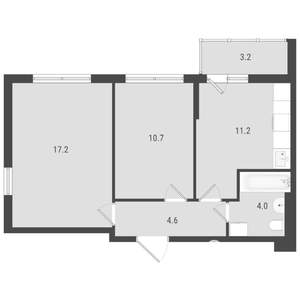 2-к квартира, вторичка, 49м2, 3/15 этаж