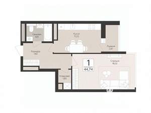 1-к квартира, вторичка, 45м2, 12/17 этаж