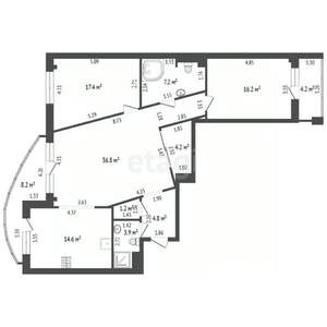 3-к квартира, вторичка, 106м2, 6/10 этаж