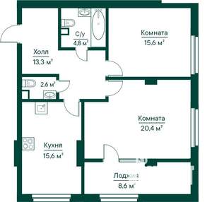 2-к квартира, строящийся дом, 81м2, 2/29 этаж