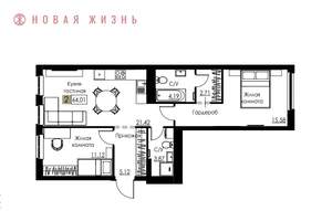 2-к квартира, вторичка, 64м2, 2/8 этаж