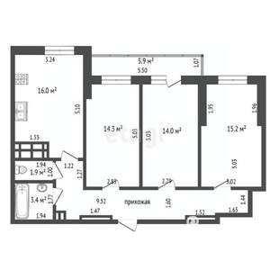 3-к квартира, вторичка, 80м2, 25/29 этаж
