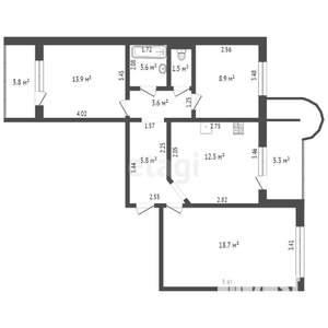 3-к квартира, вторичка, 73м2, 13/13 этаж
