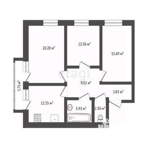 3-к квартира, вторичка, 84м2, 5/16 этаж