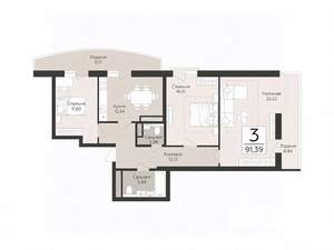 3-к квартира, вторичка, 91м2, 12/17 этаж