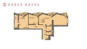 2-к квартира, строящийся дом, 89м2, 17/21 этаж