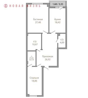 2-к квартира, строящийся дом, 110м2, 1/4 этаж