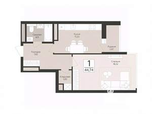 1-к квартира, вторичка, 45м2, 5/17 этаж