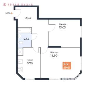 2-к квартира, вторичка, 60м2, 2/23 этаж