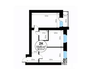 2-к квартира, вторичка, 60м2, 17/18 этаж