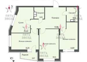 3-к квартира, вторичка, 93м2, 20/22 этаж
