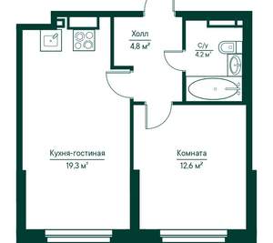 1-к квартира, вторичка, 41м2, 13/29 этаж