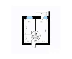 1-к квартира, вторичка, 39м2, 7/18 этаж
