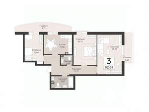 3-к квартира, вторичка, 93м2, 2/17 этаж