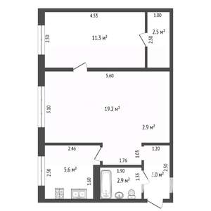 2-к квартира, вторичка, 45м2, 1/5 этаж