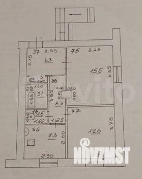 2-к квартира, вторичка, 52м2, 1/3 этаж