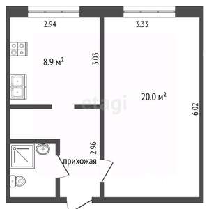 1-к квартира, вторичка, 38м2, 5/5 этаж