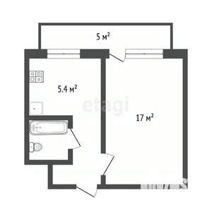 1-к квартира, вторичка, 30м2, 2/5 этаж