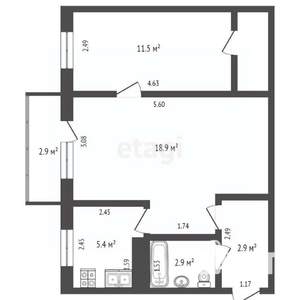 2-к квартира, вторичка, 45м2, 4/5 этаж