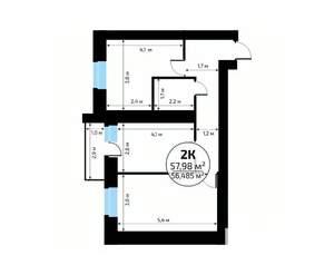 2-к квартира, вторичка, 58м2, 11/18 этаж